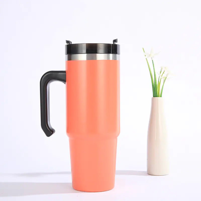 30oz Insulated Travel Mug with Handle and Straw
