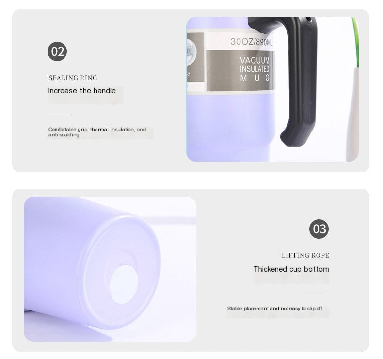 30oz Insulated Travel Mug with Handle and Straw